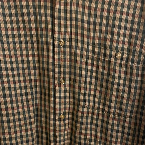 ORVIS Sporting Men's Outdoor Hunting Fishing Plaid Shirt Medium Green Red Tan - Picture 4 of 5